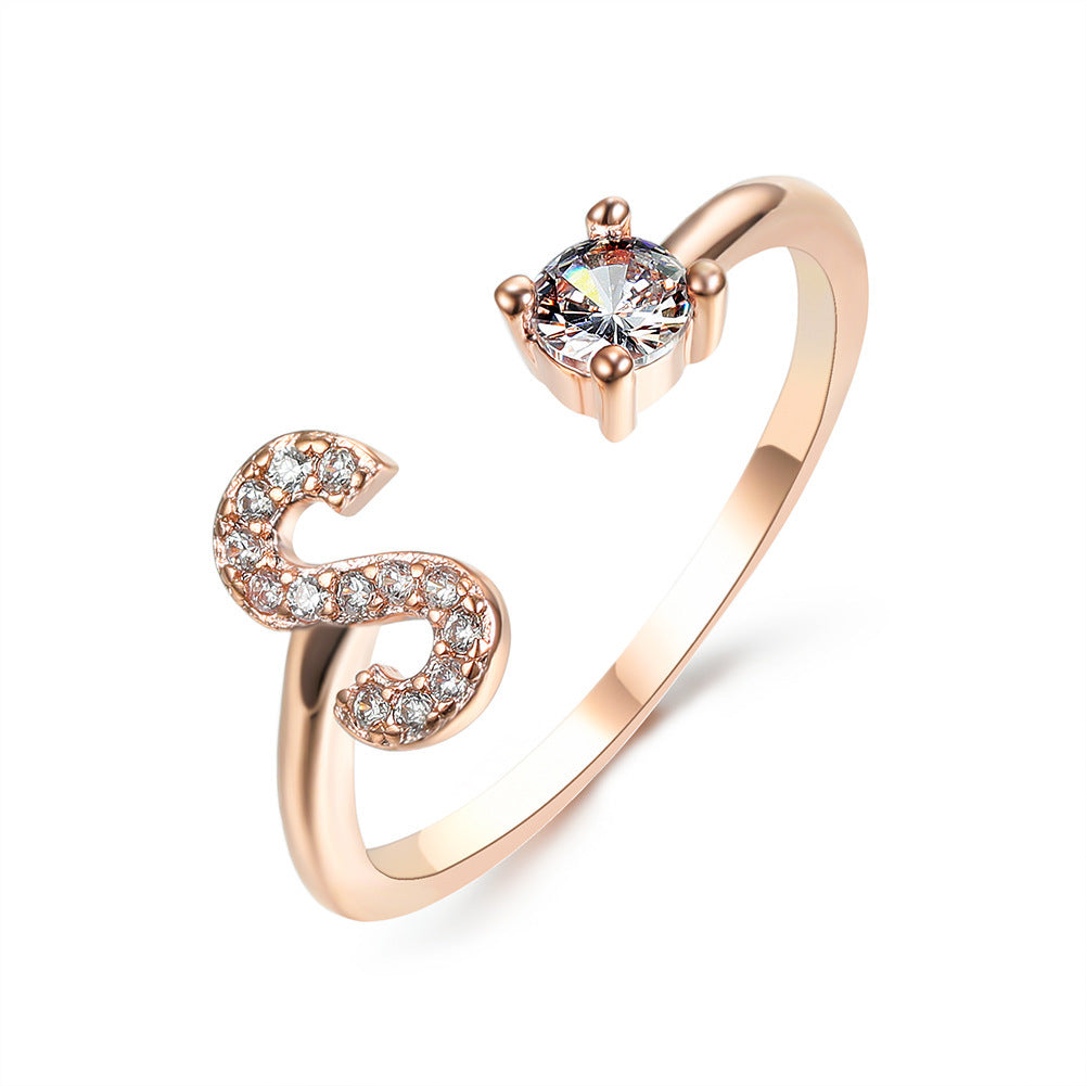 love letter – verstellbarer initialen-ring mit zirkonia in gold, silber oder roségold - lunastein