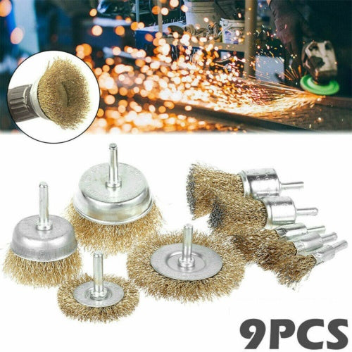 9pcs Grinding Brushes Steel Wire Brush Wire Brushes Set Attachment For Drilling Machine