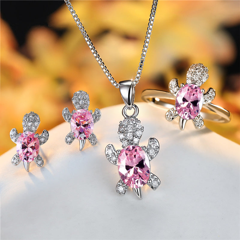 rainbow turtle necklace – schildkröten-kette mit zirkonia in 16 farben - lunastein