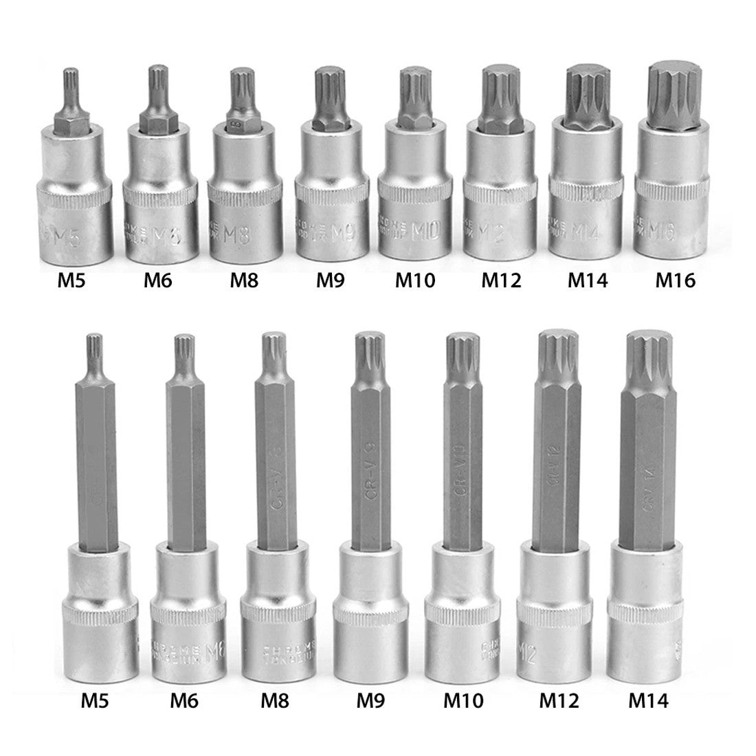 26 pcs internal multi-tooth socket wrench set box nut tool bit box nuts long short