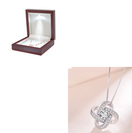 925 sterling silver necklace for women forever heart aaa zircon mosaic necklaces & pendants gift - lunastein