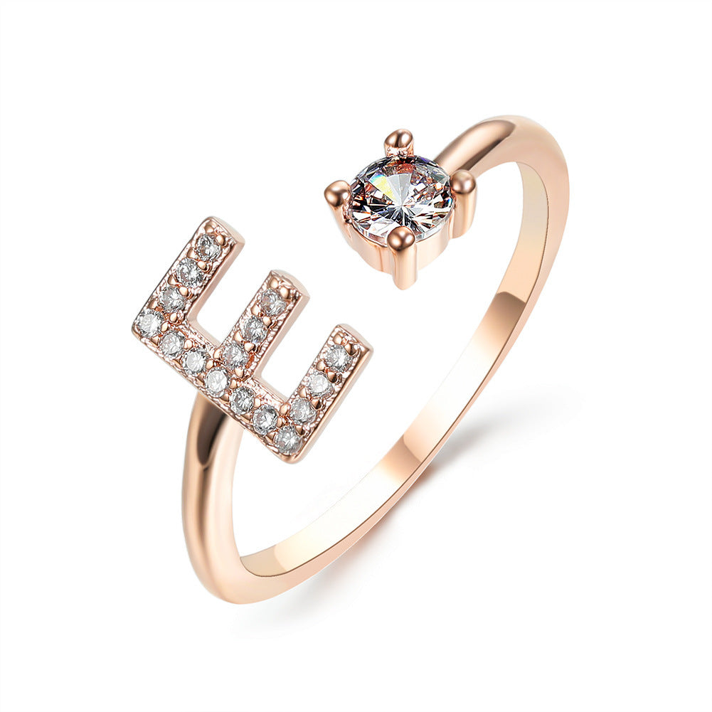 love letter – verstellbarer initialen-ring mit zirkonia in gold, silber oder roségold - lunastein