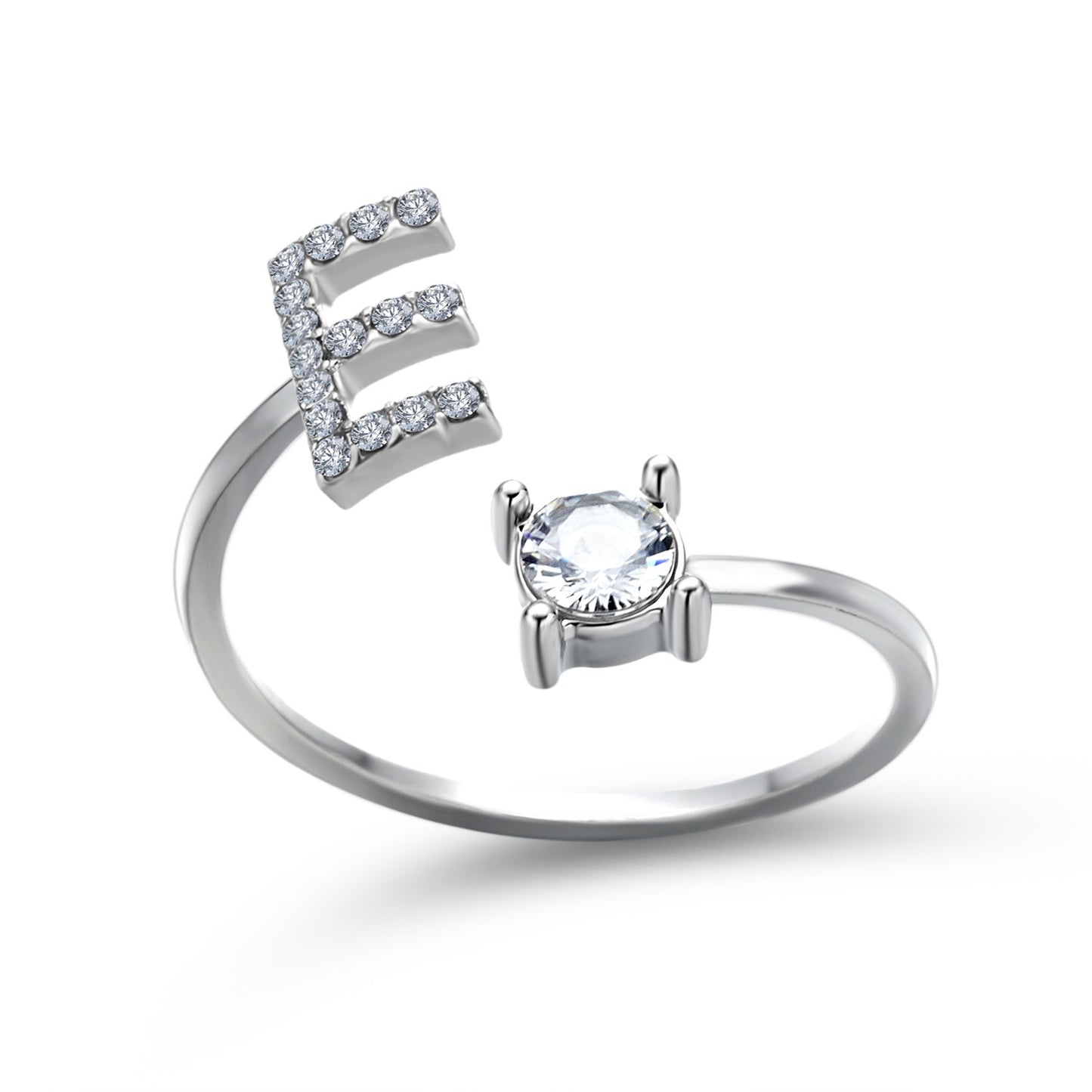 love letter – verstellbarer initialen-ring mit zirkonia in gold, silber oder roségold - lunastein