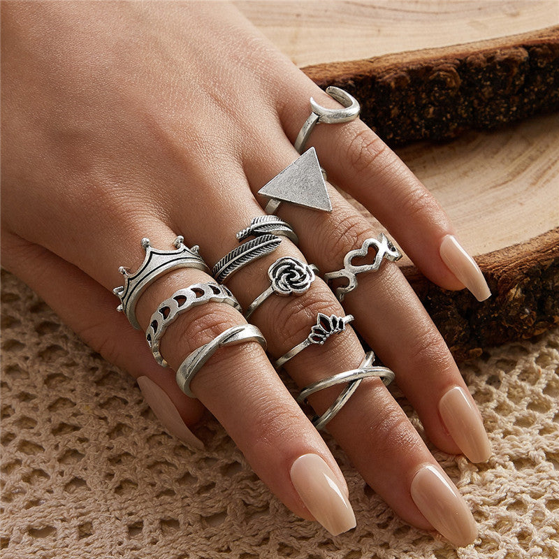 retro women's joint ring ring set - lunastein