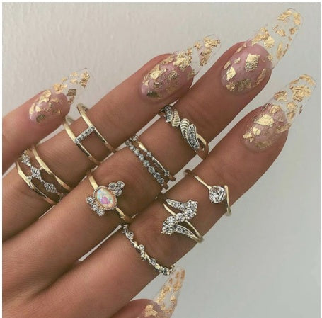 diamond z – 19 style ringsets mit funkelnden zirkonia & opal-akzenten - lunastein - schmuck