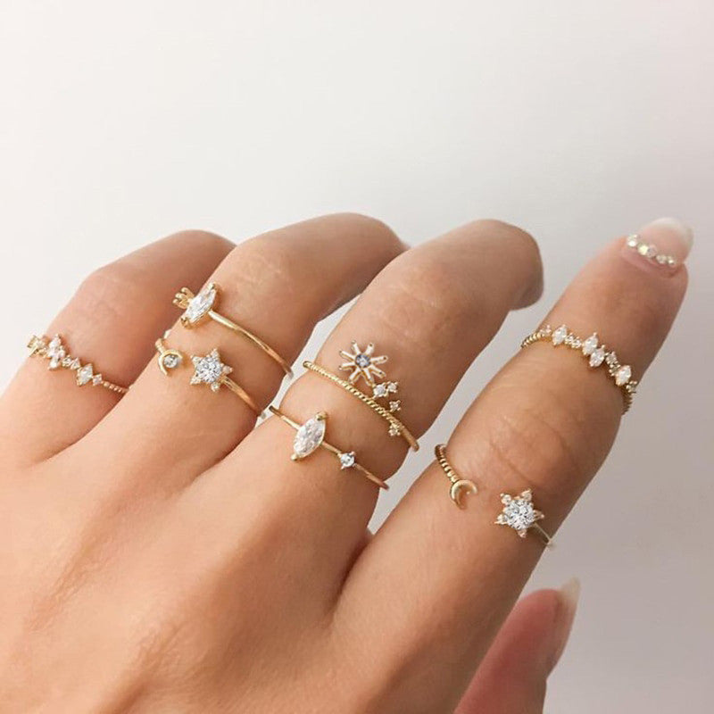 retro women's joint ring ring set - lunastein