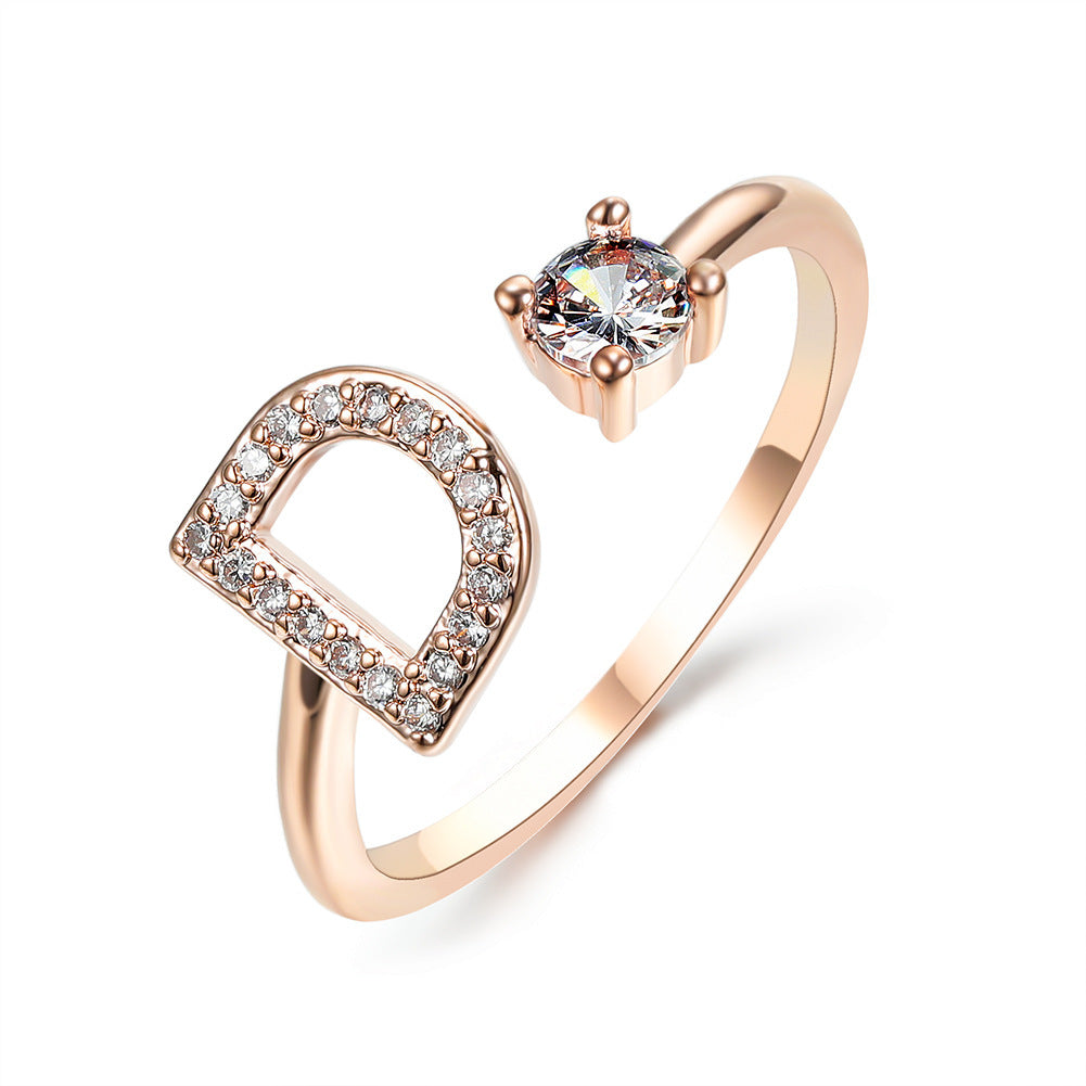 love letter – verstellbarer initialen-ring mit zirkonia in gold, silber oder roségold - lunastein