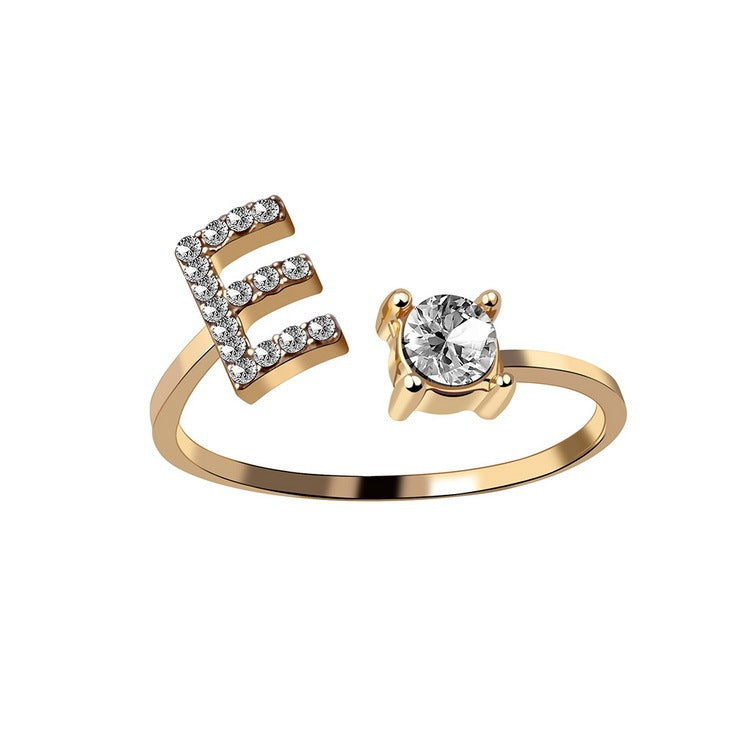 love letter – verstellbarer initialen-ring mit zirkonia in gold, silber oder roségold - lunastein