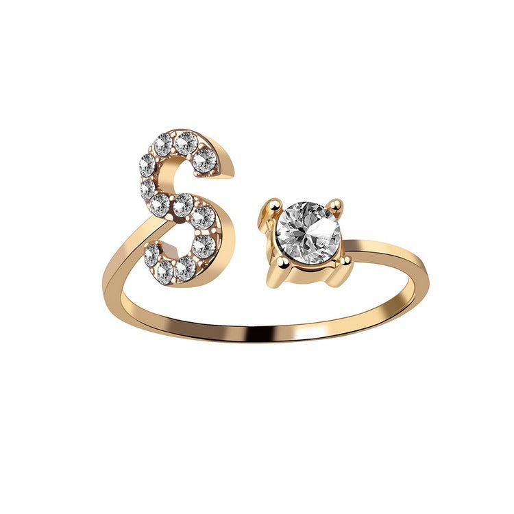 love letter – verstellbarer initialen-ring mit zirkonia in gold, silber oder roségold - lunastein