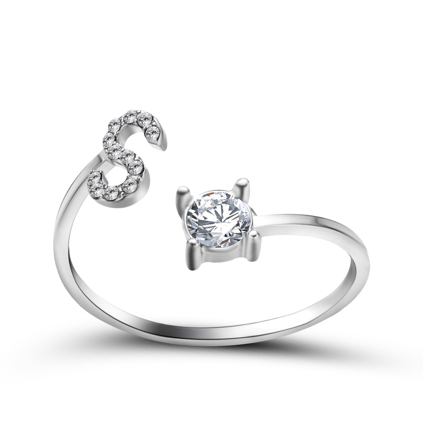 love letter – verstellbarer initialen-ring mit zirkonia in gold, silber oder roségold - lunastein