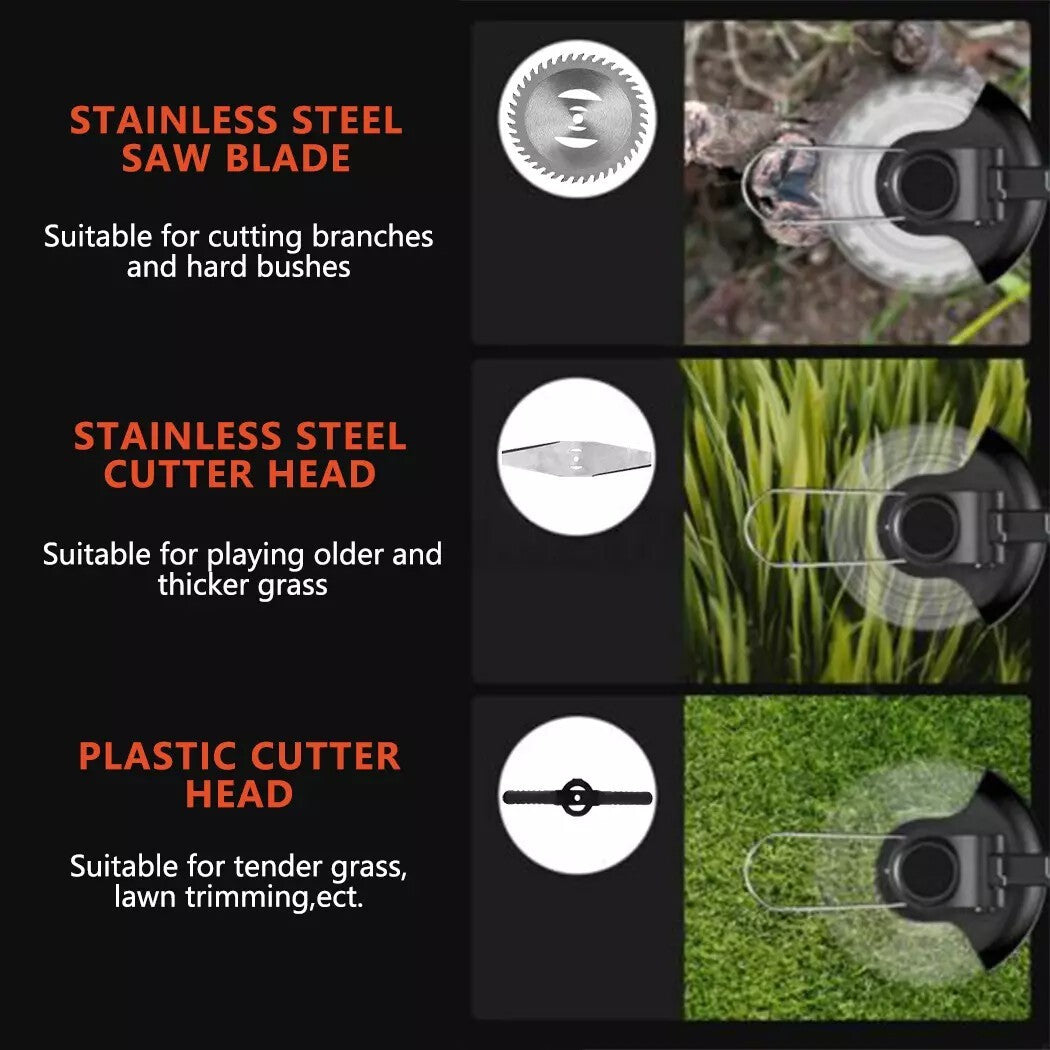 800w cordless grass trimmer with 2 batteries charger electric brush cutter