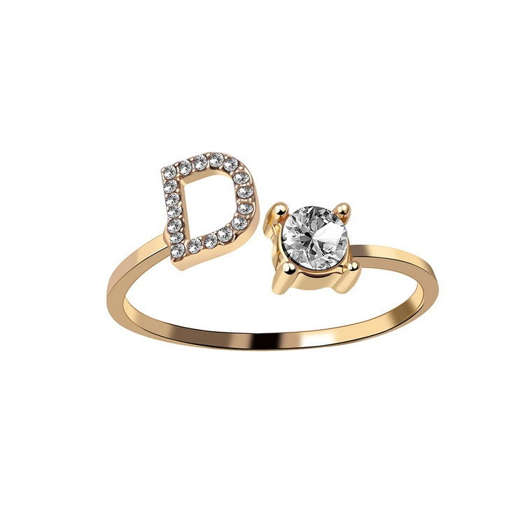 love letter – verstellbarer initialen-ring mit zirkonia in gold, silber oder roségold - lunastein