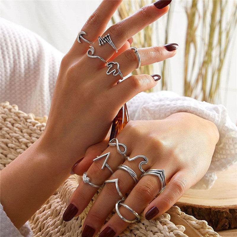 retro women's joint ring ring set - lunastein