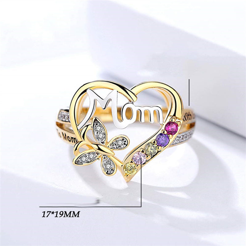 forever mom – herzring mit schmetterling & kristallen - lunastein