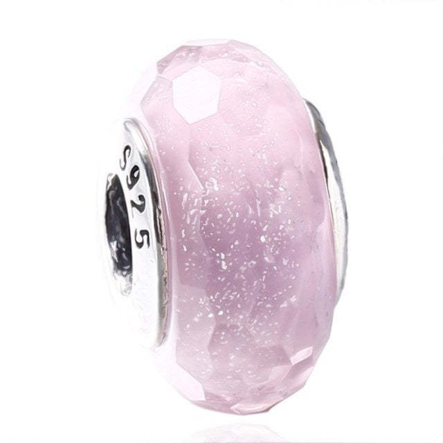 Blush Crystal Charm – Roséfarbene Glasperle in 925 Silber - Lunastein