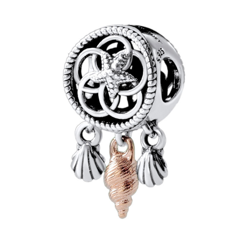 Dreamcatcher Charm – 925er Silber-Charm mit Muschel & Seestern - Lunastein