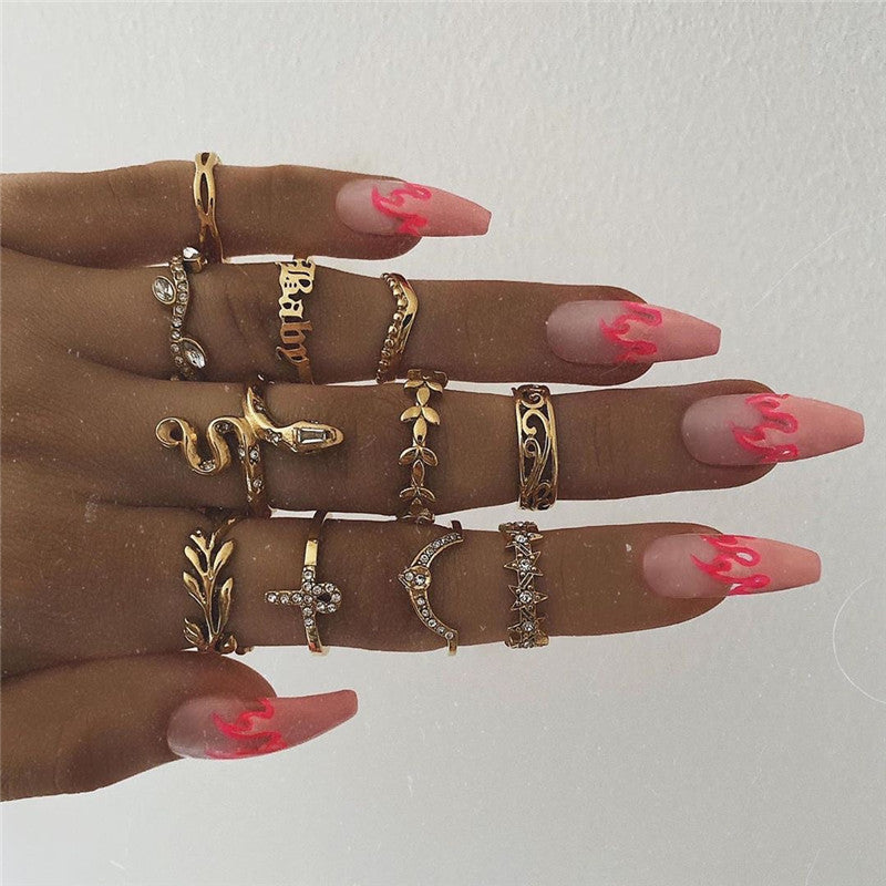retro women's joint ring ring set - lunastein
