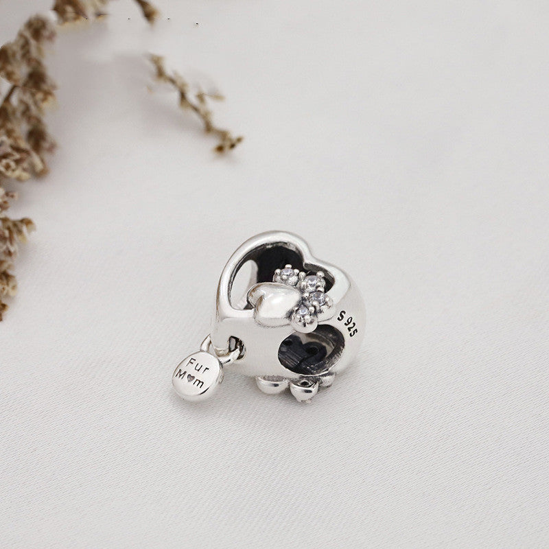 Für Mom Heart Charm – Pfotenabdruck-Anhänger aus 925 Silber - Lunastein
