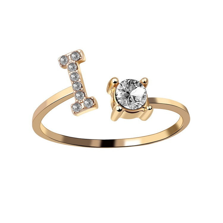 love letter – verstellbarer initialen-ring mit zirkonia in gold, silber oder roségold - lunastein