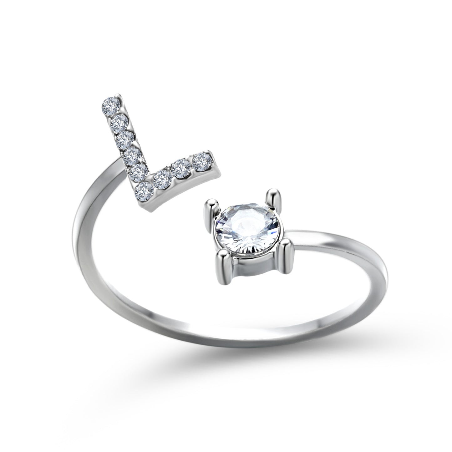 love letter – verstellbarer initialen-ring mit zirkonia in gold, silber oder roségold - lunastein