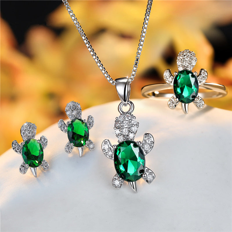 rainbow turtle necklace – schildkröten-kette mit zirkonia in 16 farben - lunastein