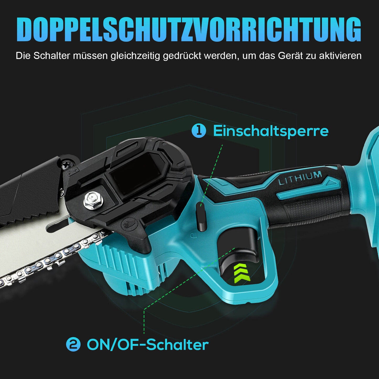 21v mini chain saw 4-6 inch wireless single hand saw wood cutter 2 batteries