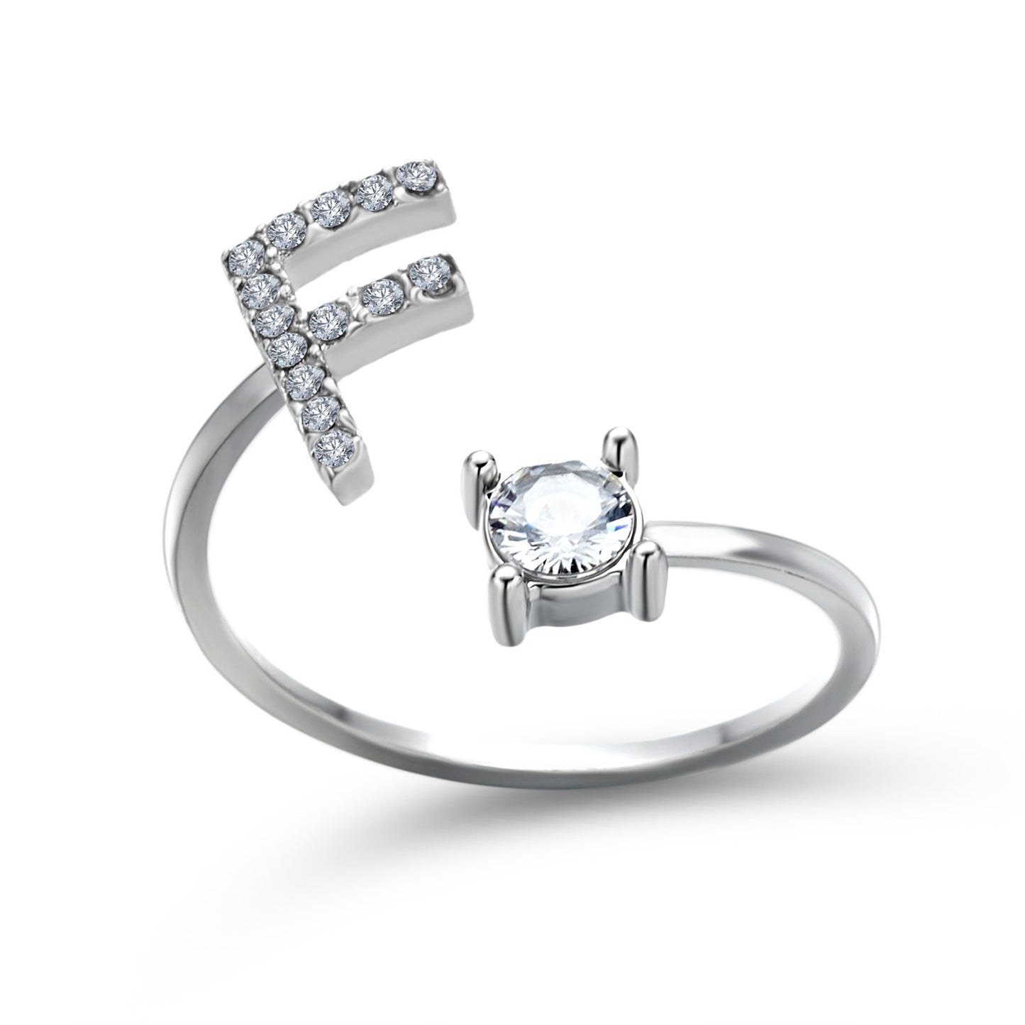 love letter – verstellbarer initialen-ring mit zirkonia in gold, silber oder roségold - lunastein
