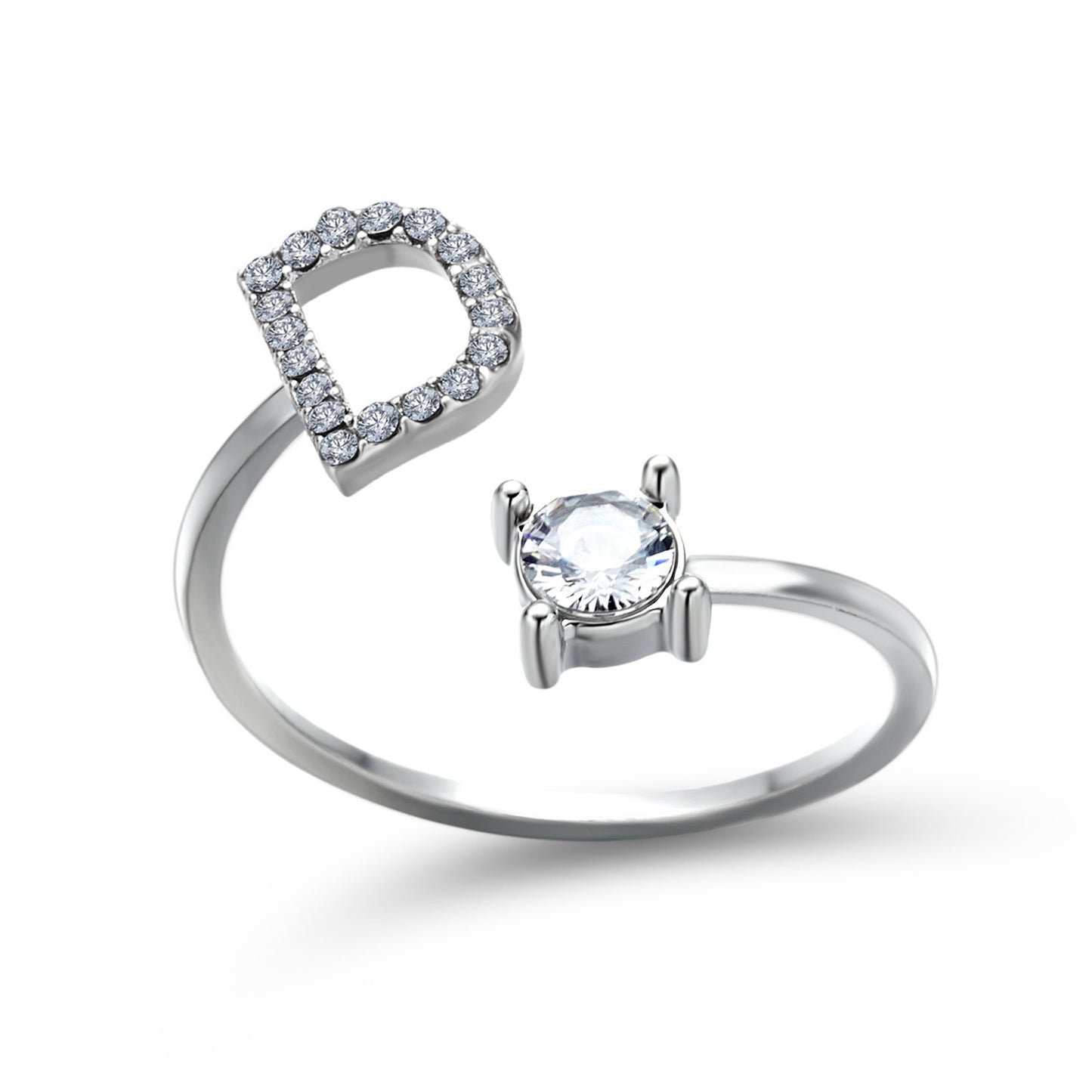 love letter – verstellbarer initialen-ring mit zirkonia in gold, silber oder roségold - lunastein