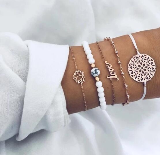vintage turtle heart map charm bracelets set for women 2 new design stone beads infinite bracelet boho jewelry wholesale - lunastein