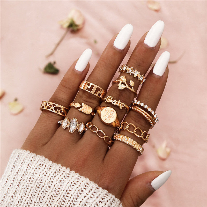 retro women's joint ring ring set - lunastein