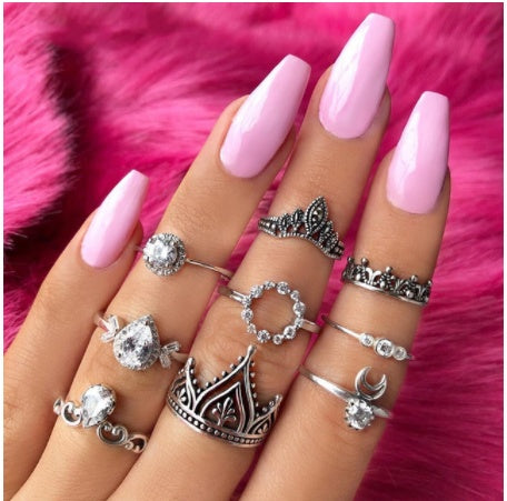 diamond z – 19 style ringsets mit funkelnden zirkonia & opal-akzenten - lunastein - schmuck