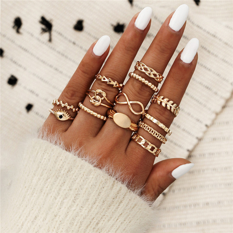 retro women's joint ring ring set - lunastein
