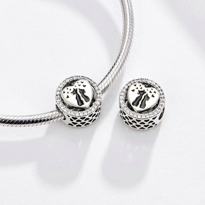 cat love charm 2025 – katzenpaar-anhänger aus 925 silber - lunastein