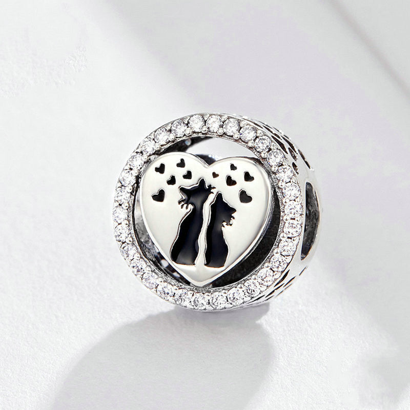 Cat Love Charm 2025 – Katzenpaar-Anhänger aus 925 Silber - Lunastein