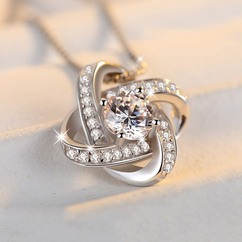 925 sterling silver necklace for women forever heart aaa zircon mosaic necklaces & pendants gift - lunastein