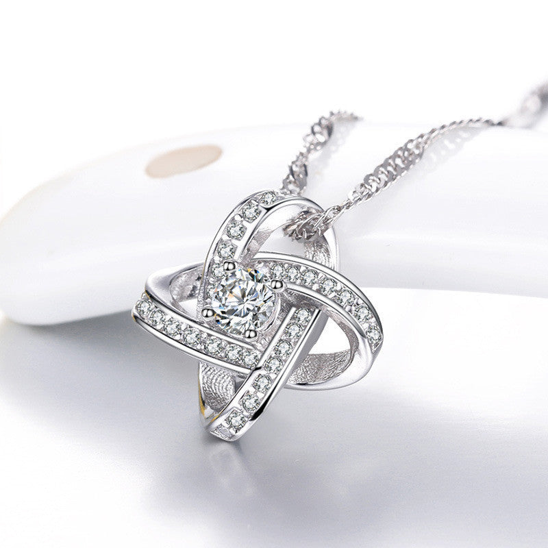 925 sterling silver necklace for women forever heart aaa zircon mosaic necklaces & pendants gift - lunastein