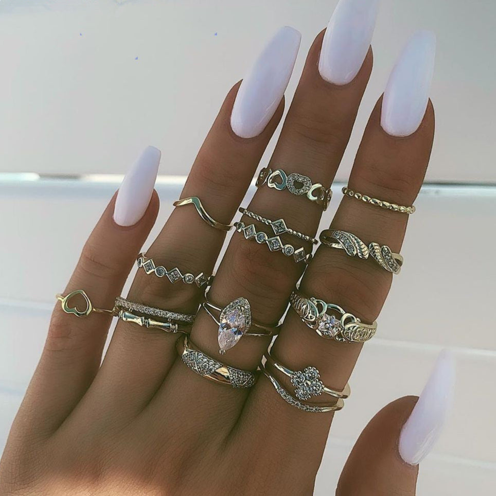 bohemian ring set couple ring - lunastein