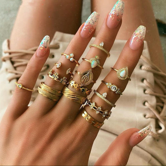 Bohemian Ring Set Couple Ring - Lunastein