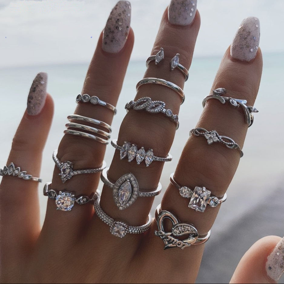 bohemian ring set couple ring - lunastein