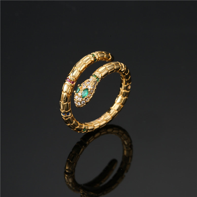 snake ring – verstellbarer damenring mit zirkonia in schlangenform - lunastein
