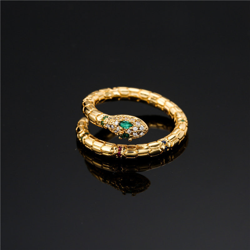 snake ring – verstellbarer damenring mit zirkonia in schlangenform - lunastein