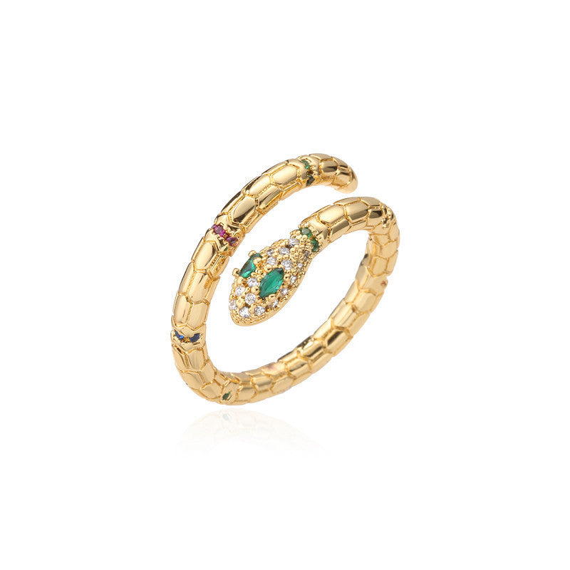 snake ring – verstellbarer damenring mit zirkonia in schlangenform - lunastein