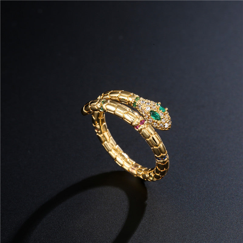 Snake Ring – Verstellbarer Damenring mit Zirkonia in Schlangenform - Lunastein