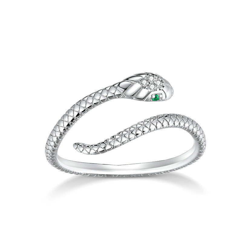 spirit snake – offener schlangenring aus 925er silber mit zirkonia - lunastein