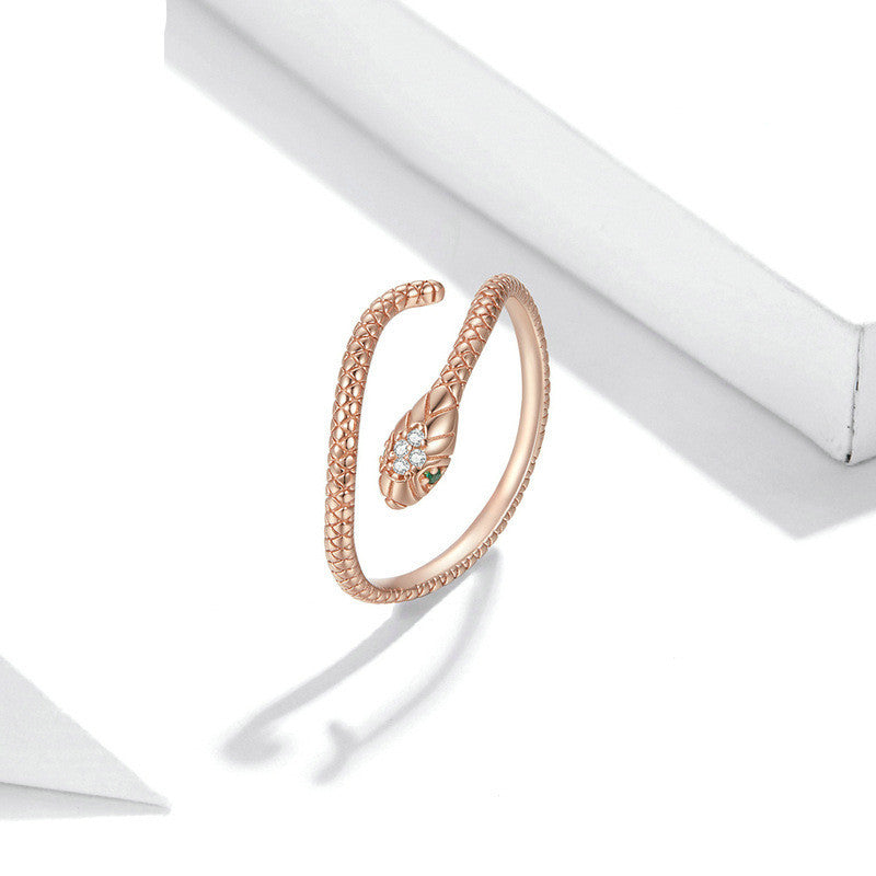 spirit snake – offener schlangenring aus 925er silber mit zirkonia - lunastein