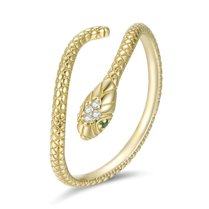 spirit snake – offener schlangenring aus 925er silber mit zirkonia - lunastein