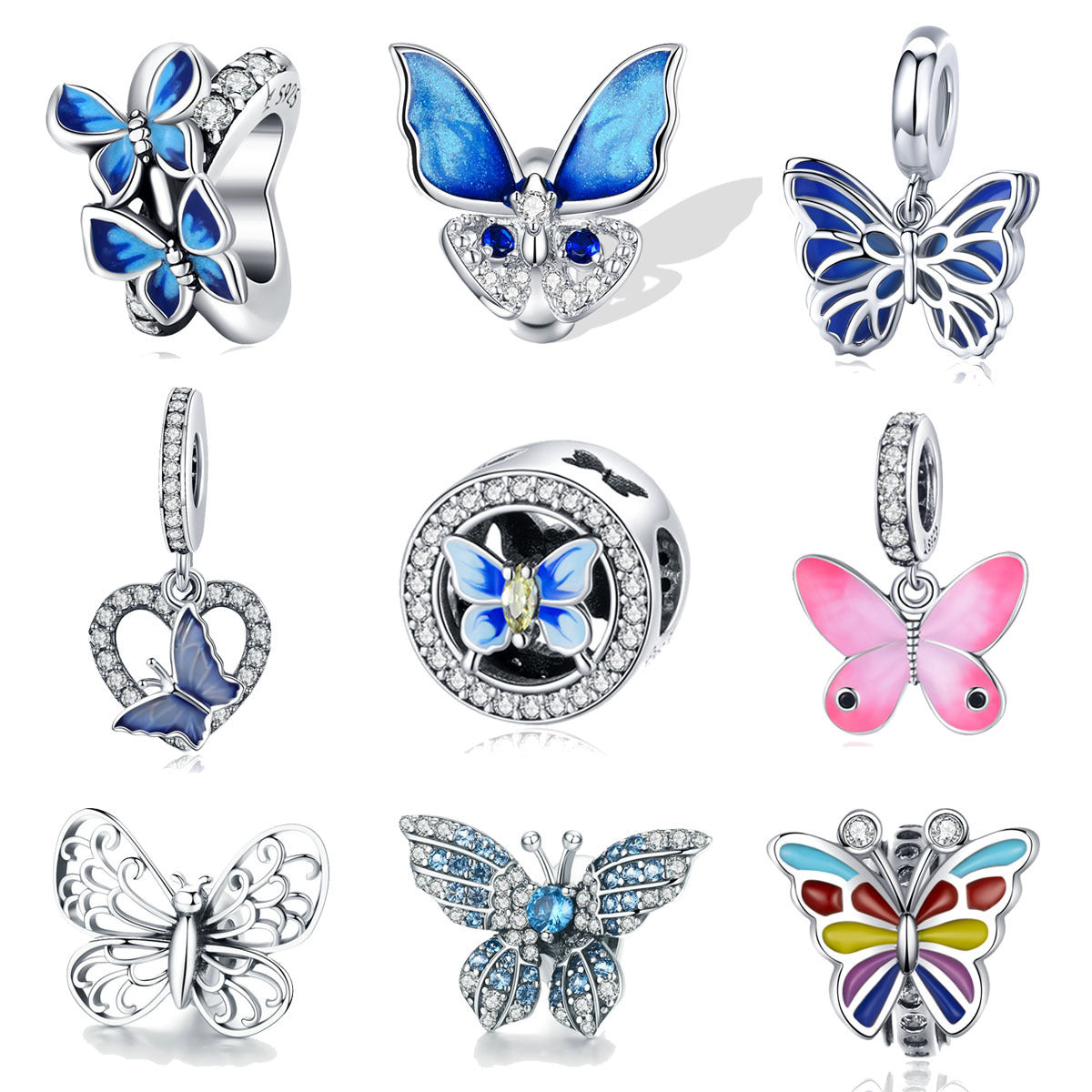 Butterfly Charm – Bunter Schmetterlingsanhänger aus 925 Silber - Lunastein