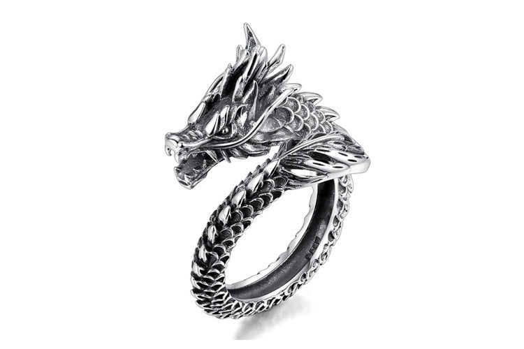 dragon spirit – retro-drachenring mit verstellbarer öffnung - lunastein