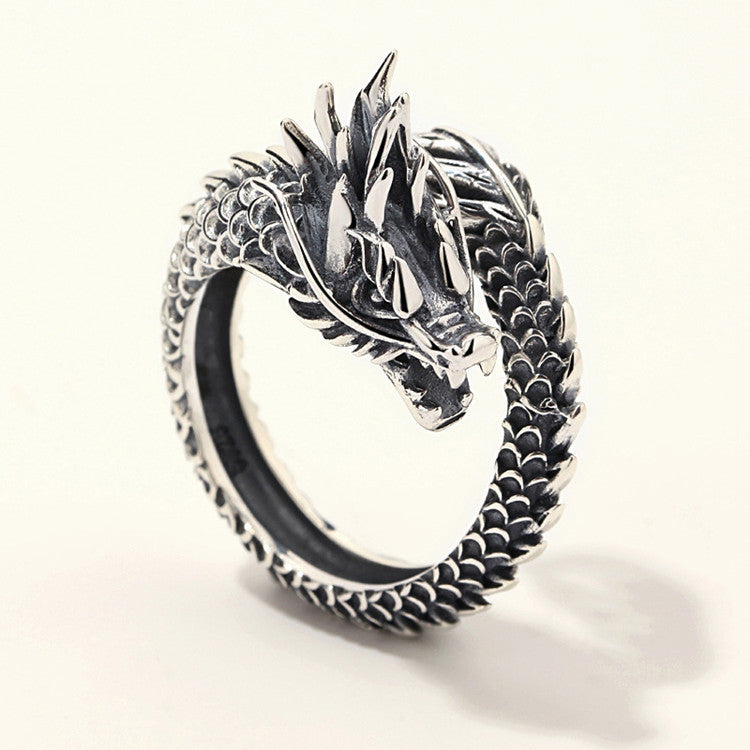dragon spirit – retro-drachenring mit verstellbarer öffnung - lunastein