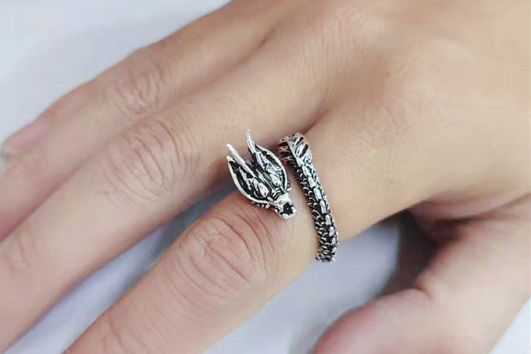 dragon spirit – retro-drachenring mit verstellbarer öffnung - lunastein
